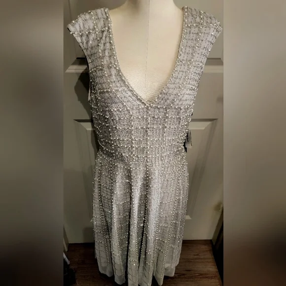 Adrianna Papell | Dresses | Adrianna Papell Beaded Cocktail Dress  Ivorypearl Size 6 New With Tags | Poshmark